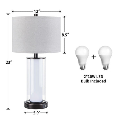 KAWOTI Set di lampade da tavolo in vetro moderno da 23 pollici con luce notturna (set di 2)