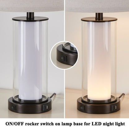 KAWOTI Set di lampade da tavolo in vetro moderno da 23 pollici con luce notturna (set di 2)