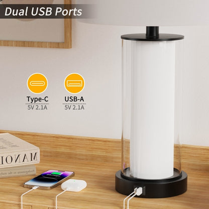 KAWOTI Set di lampade da tavolo in vetro moderno da 23 pollici con luce notturna (set di 2)