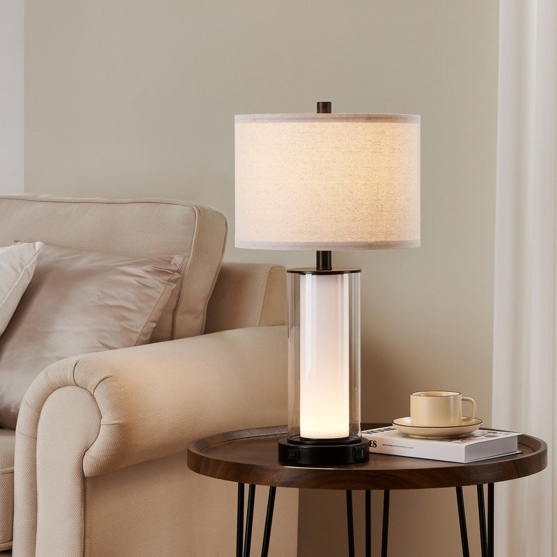 KAWOTI Set di lampade da tavolo in vetro moderno da 23 pollici con luce notturna (set di 2)