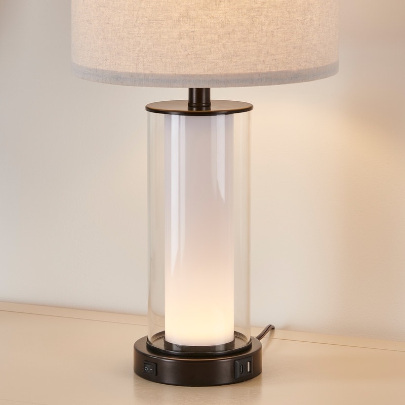 KAWOTI Set di lampade da tavolo in vetro moderno da 23 pollici con luce notturna (set di 2)