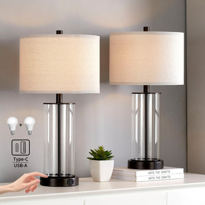 Set di lampade da tavolo KAWOTI 23.25 con controllo touch, porta USB e lampadine