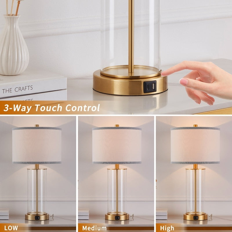 Set di lampade da tavolo KAWOTI 23.25 con controllo touch, porta USB e lampadine