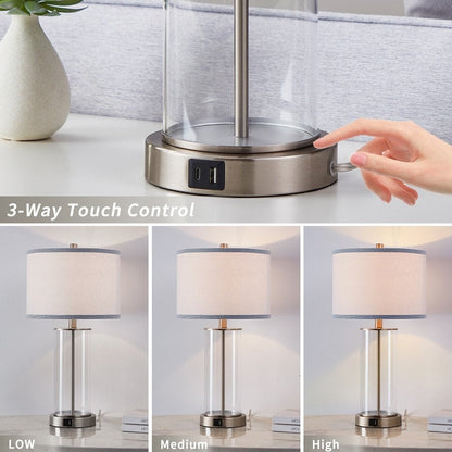 Set di lampade da tavolo KAWOTI 23.25 con controllo touch, porta USB e lampadine