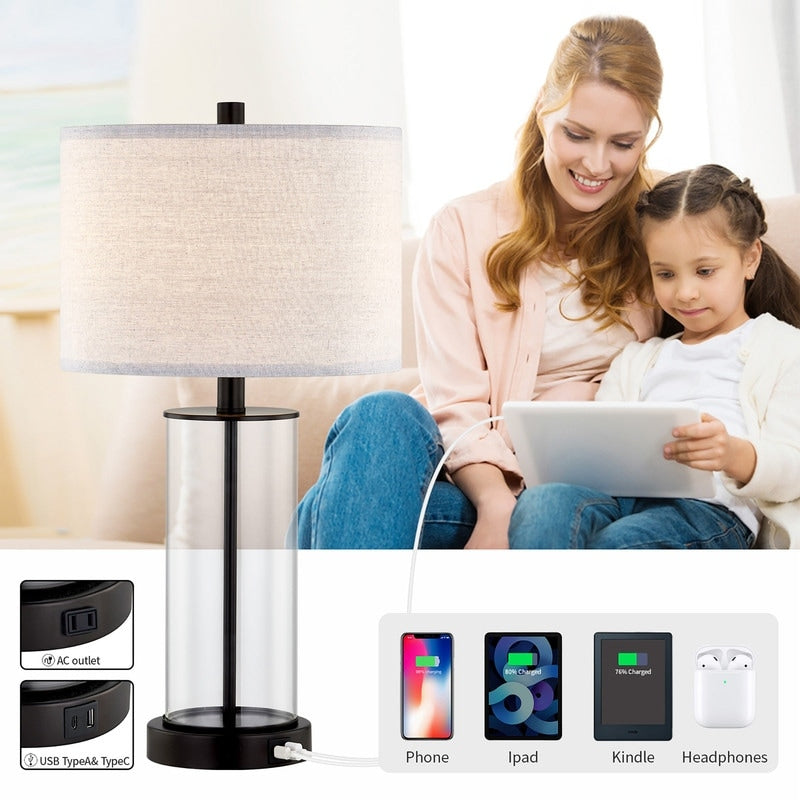 Set di lampade da tavolo KAWOTI 23.25 con controllo touch, porta USB e lampadine