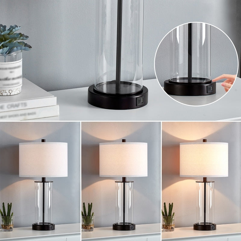Set di lampade da tavolo KAWOTI 23.25 con controllo touch, porta USB e lampadine