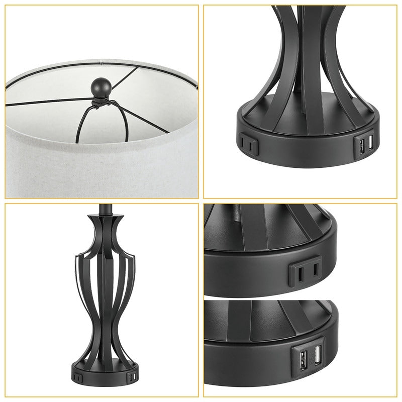 KAWOTI 23 Set di lampade da tavolo con controllo touch e lampadine, porta USB (set da 2) - L12 * A23,25