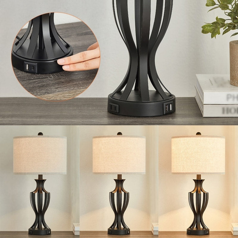 KAWOTI 23 Set di lampade da tavolo con controllo touch e lampadine, porta USB (set da 2) - L12 * A23,25