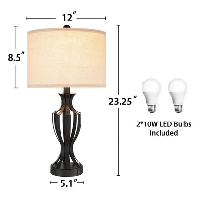 KAWOTI 23 Set di lampade da tavolo con controllo touch e lampadine, porta USB (set da 2) - L12 * A23,25