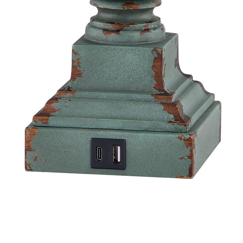 KAWOTI 25.5 Set di lampade da tavolo Framhouse con porte USB, lampadine (set di 2) - L12 x A25,5