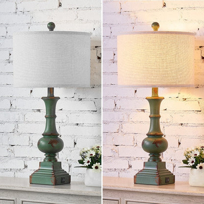 KAWOTI 25.5 Set di lampade da tavolo Framhouse con porte USB, lampadine (set di 2) - L12 x A25,5