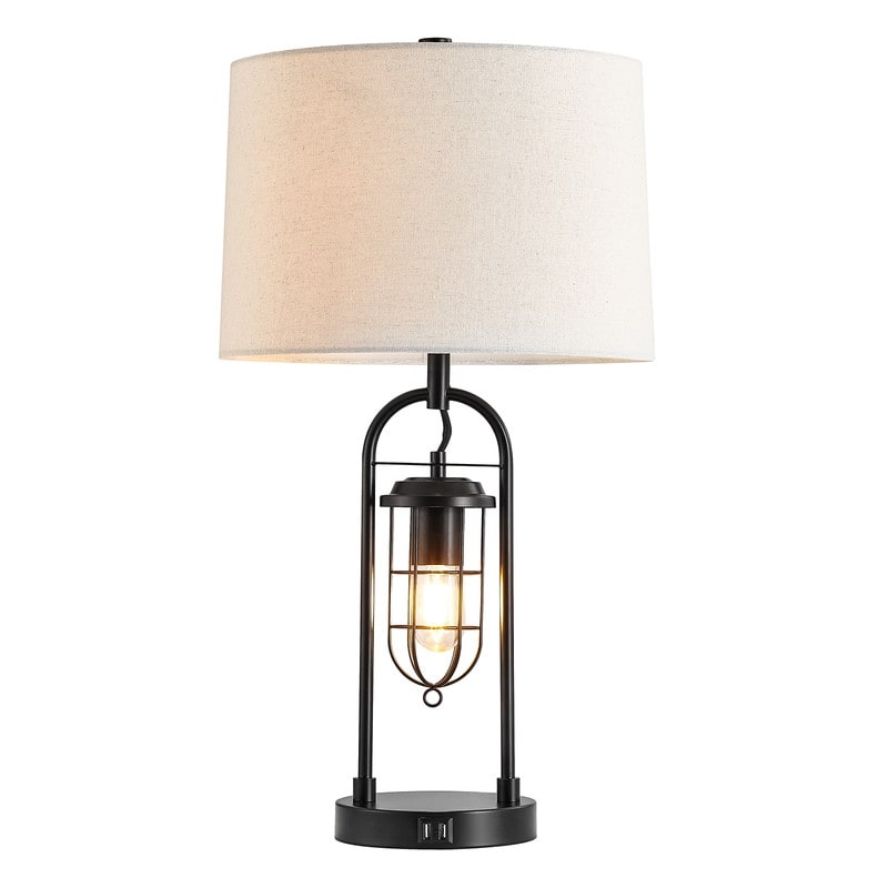 Lampada da tavolo KAWOTI in bronzo scuro da 26 pollici con porte USB, luce notturna