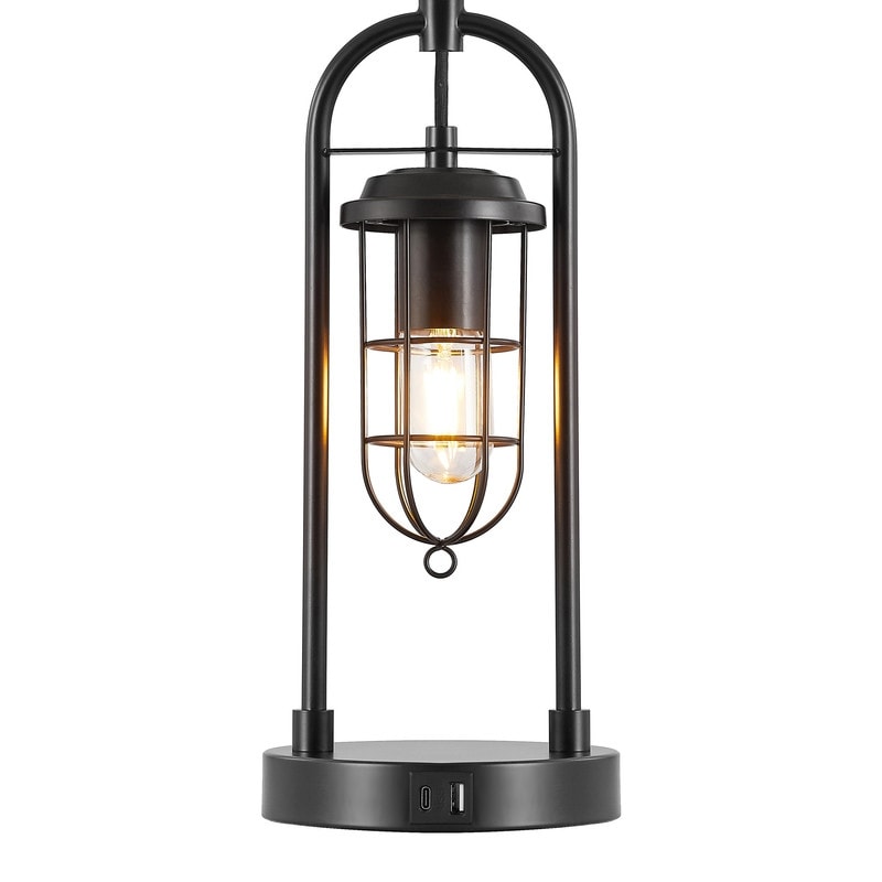 Lampada da tavolo KAWOTI in bronzo scuro da 26 pollici con porte USB, luce notturna