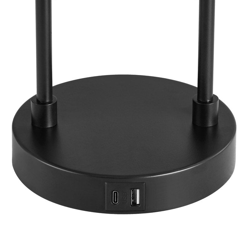 Lampada da tavolo KAWOTI in bronzo scuro da 26 pollici con porte USB, luce notturna