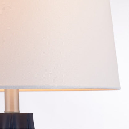 Lampada da tavolo blu KAWOTI 27 con paralume in tessuto
