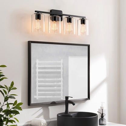 Lampada da bagno moderna KAWOTI da 29 pollici a 4 luci con paralumi in vetro trasparente