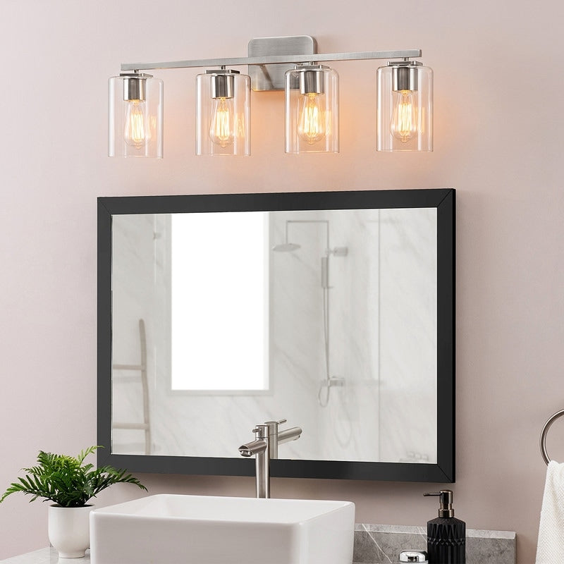 Lampada da bagno moderna KAWOTI da 29 pollici a 4 luci con paralumi in vetro trasparente