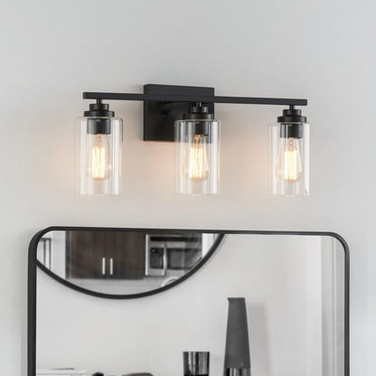 Lampada da bagno KAWOTI a 3 luci con paralume in vetro trasparente