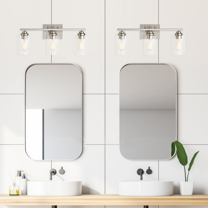 Lampada da bagno KAWOTI a 3 luci con paralume in vetro trasparente