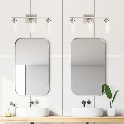 Lampada da bagno KAWOTI a 3 luci con paralume in vetro trasparente