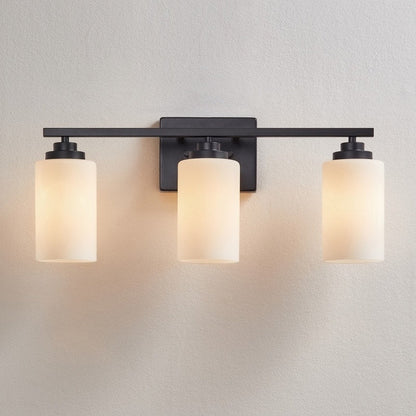 Lampada da bagno dimmerabile KAWOTI a 3 luci con vetro bianco satinato