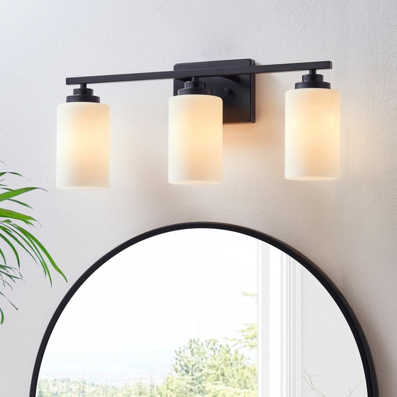 Lampada da bagno dimmerabile KAWOTI a 3 luci con vetro bianco satinato