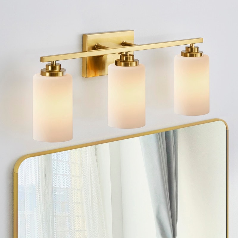 Lampada da bagno dimmerabile KAWOTI a 3 luci con vetro bianco satinato