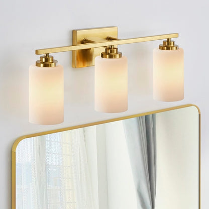 Lampada da bagno dimmerabile KAWOTI a 3 luci con vetro bianco satinato