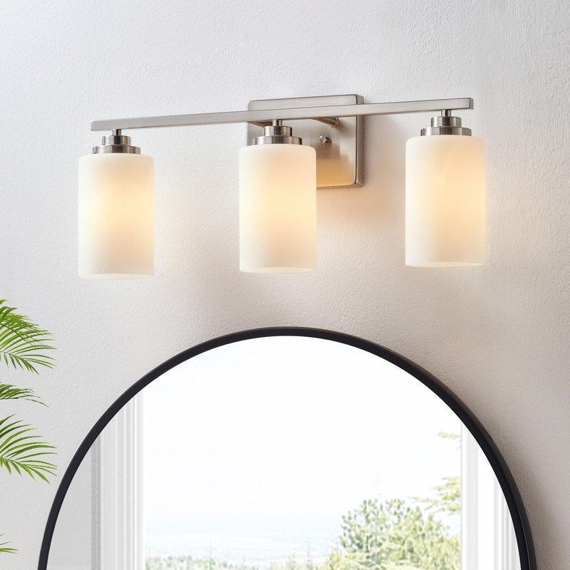 Lampada da bagno dimmerabile KAWOTI a 3 luci con vetro bianco satinato