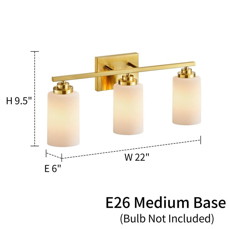 Lampada da bagno dimmerabile KAWOTI a 3 luci con vetro bianco satinato