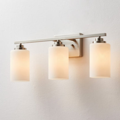 Lampada da bagno dimmerabile KAWOTI a 3 luci con vetro bianco satinato