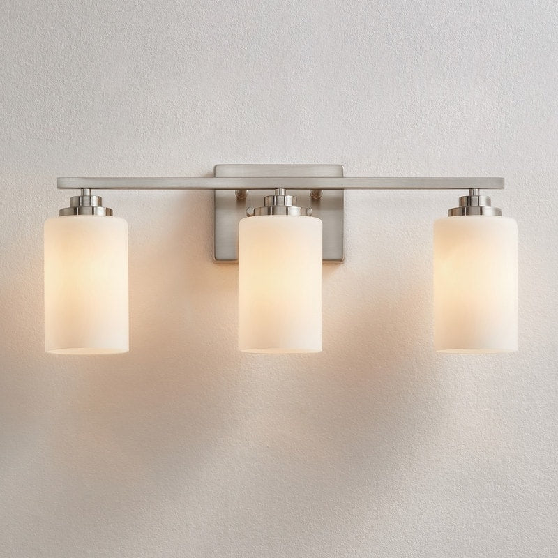 Lampada da bagno dimmerabile KAWOTI a 3 luci con vetro bianco satinato