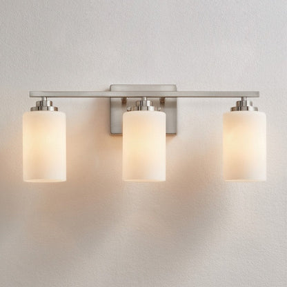 Lampada da bagno dimmerabile KAWOTI a 3 luci con vetro bianco satinato