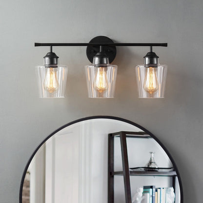 Lampada da bagno dimmerabile KAWOTI a 3 luci con paralume in vetro - L22 x P7 x A10,5