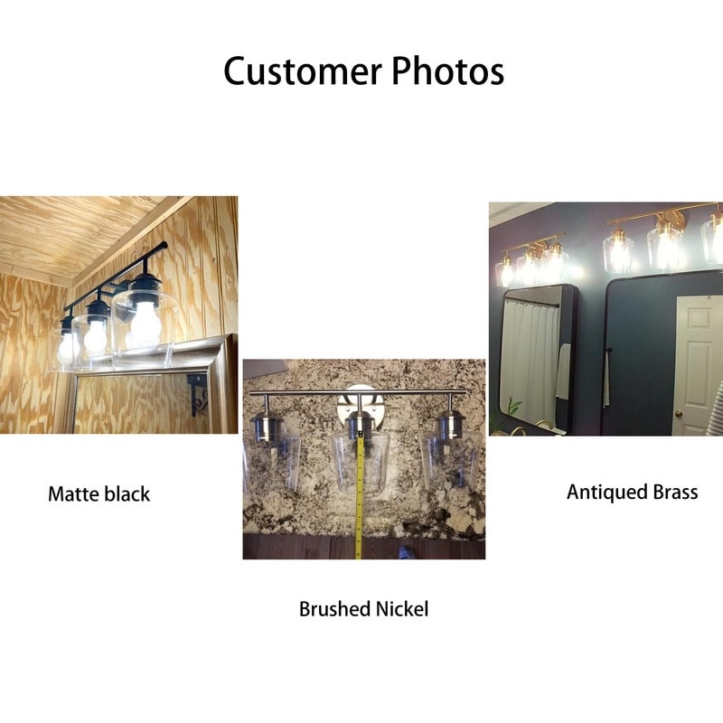 Lampada da bagno dimmerabile KAWOTI a 3 luci con paralume in vetro - L22 x P7 x A10,5