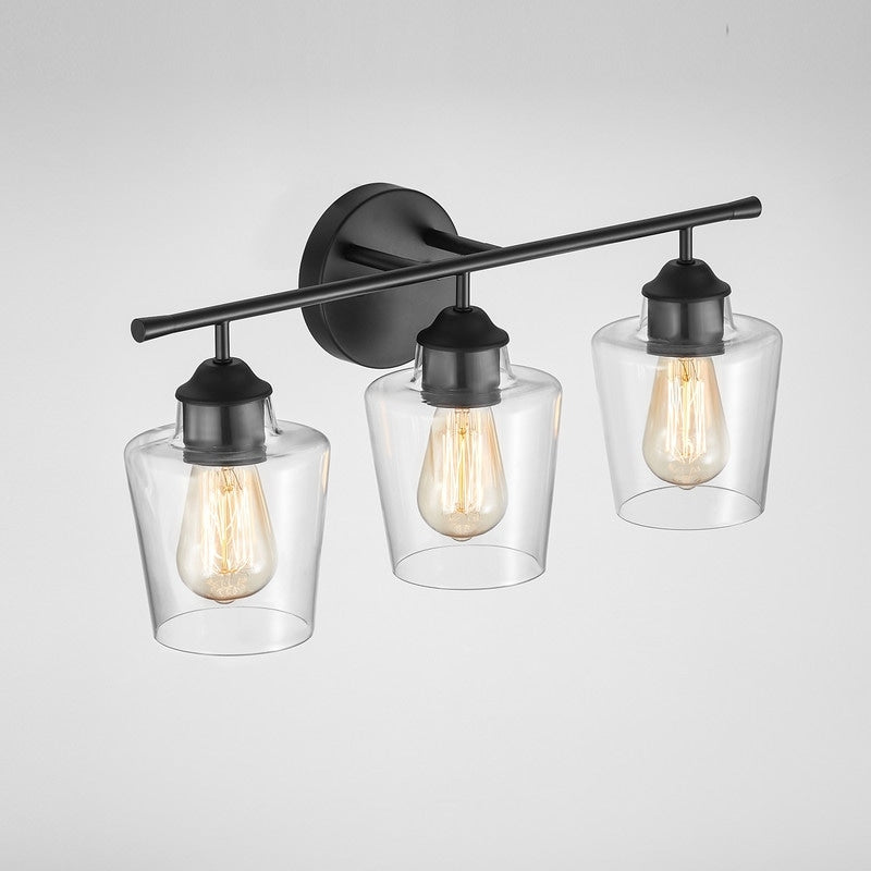 Lampada da bagno dimmerabile KAWOTI a 3 luci con paralume in vetro - L22 x P7 x A10,5