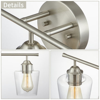 Lampada da bagno dimmerabile KAWOTI a 3 luci con paralume in vetro - L22 x P7 x A10,5