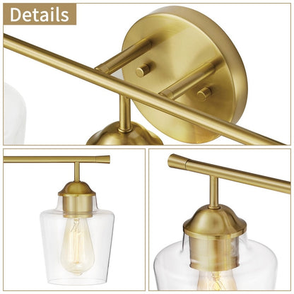 Lampada da bagno dimmerabile KAWOTI a 3 luci con paralume in vetro - L22 x P7 x A10,5