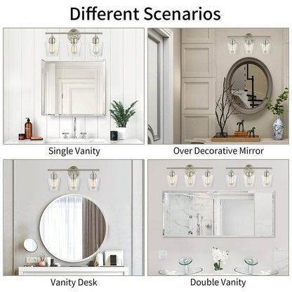 Lampada da bagno dimmerabile KAWOTI a 3 luci con paralume in vetro - L22 x P7 x A10,5