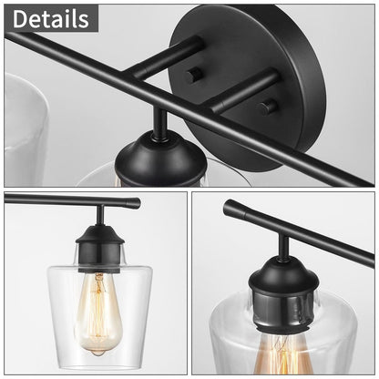 Lampada da bagno dimmerabile KAWOTI a 3 luci con paralume in vetro - L22 x P7 x A10,5