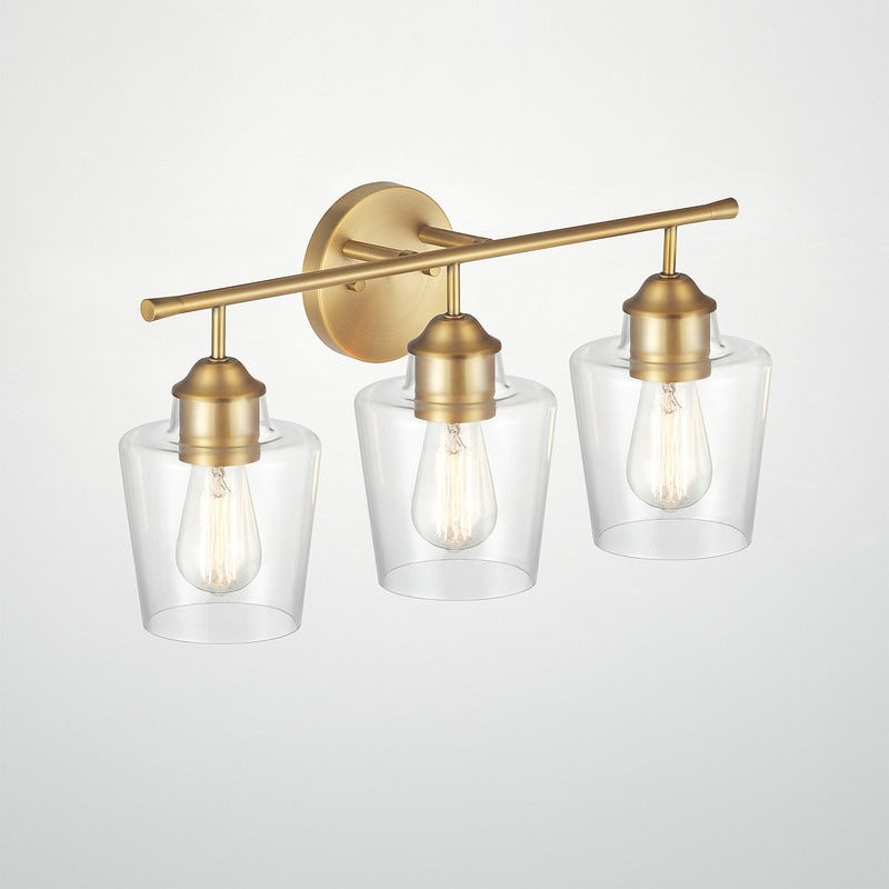 Lampada da bagno dimmerabile KAWOTI a 3 luci con paralume in vetro - L22 x P7 x A10,5