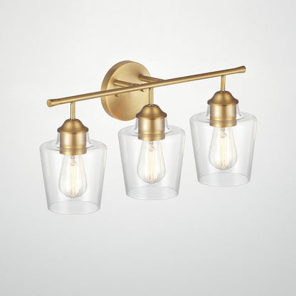 Lampada da bagno dimmerabile KAWOTI a 3 luci con paralume in vetro - L22 x P7 x A10,5