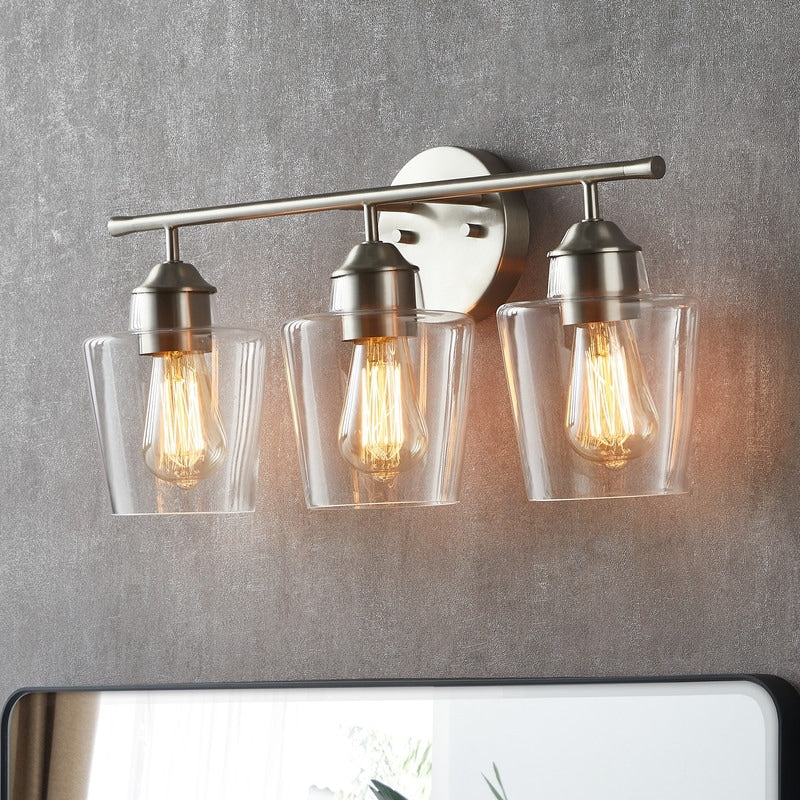 Lampada da bagno dimmerabile KAWOTI a 3 luci con paralume in vetro - L22 x P7 x A10,5