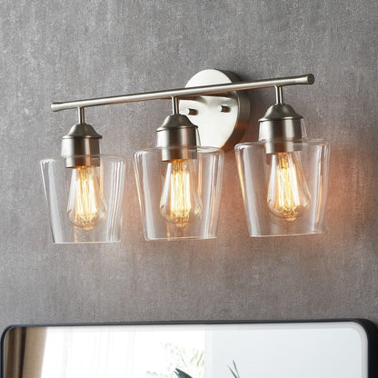 Lampada da bagno dimmerabile KAWOTI a 3 luci con paralume in vetro - L22 x P7 x A10,5