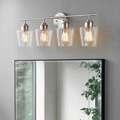 Lampada da bagno KAWOTI dimmerabile a 4 luci in metallo con paralume in vetro