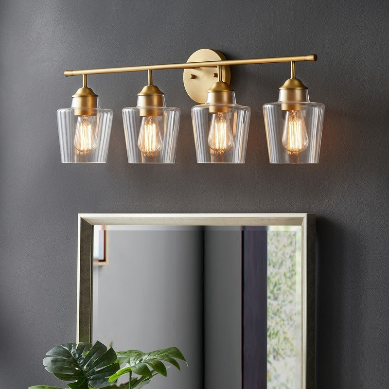 Lampada da bagno KAWOTI dimmerabile a 4 luci in metallo con paralume in vetro