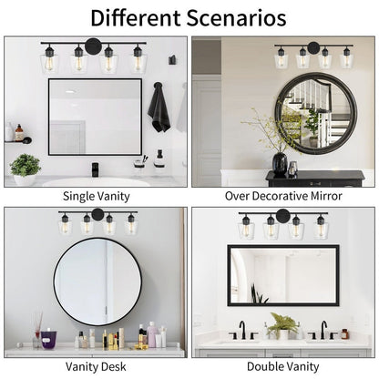 Lampada da bagno KAWOTI dimmerabile a 4 luci in metallo con paralume in vetro