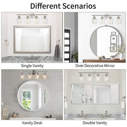 Lampada da bagno KAWOTI dimmerabile a 4 luci in metallo con paralume in vetro