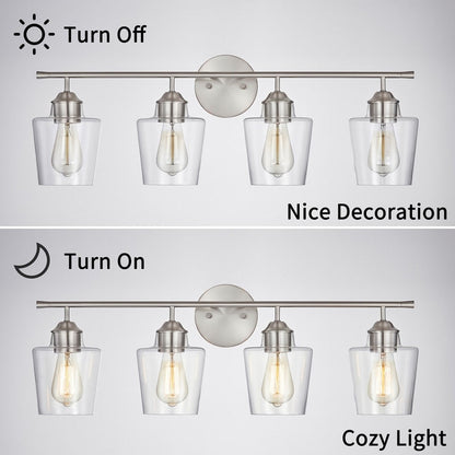 Lampada da bagno KAWOTI dimmerabile a 4 luci in metallo con paralume in vetro