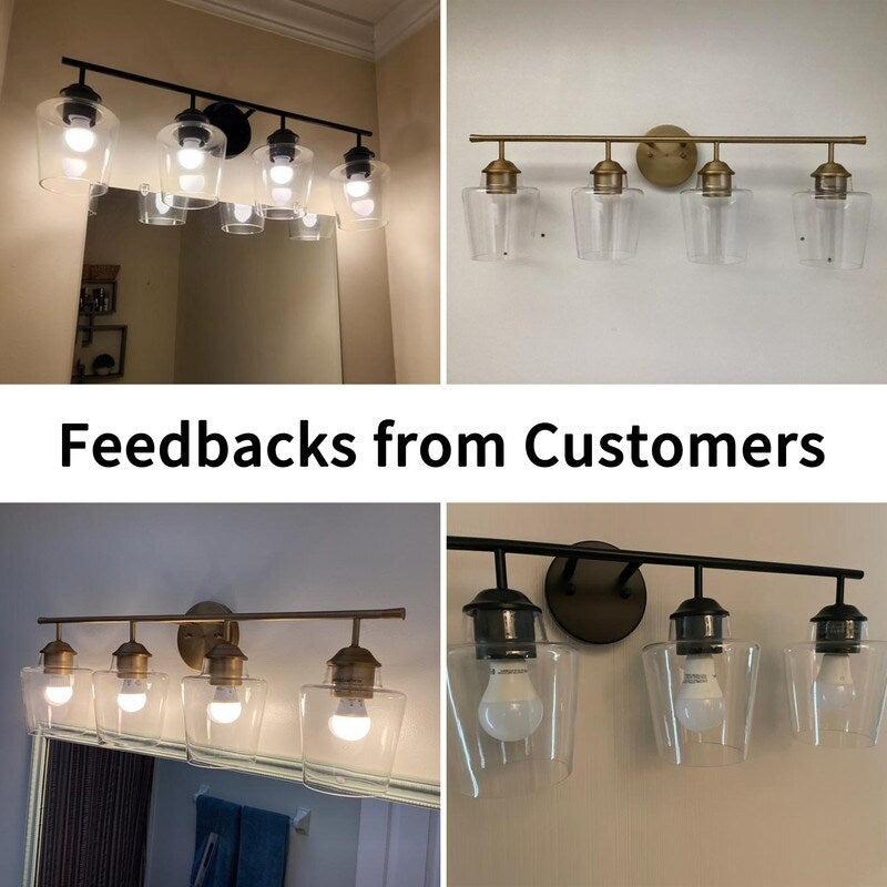 Lampada da bagno KAWOTI dimmerabile a 4 luci in metallo con paralume in vetro